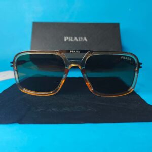 Prada Clear Frame Gold Mirror Sunglasses